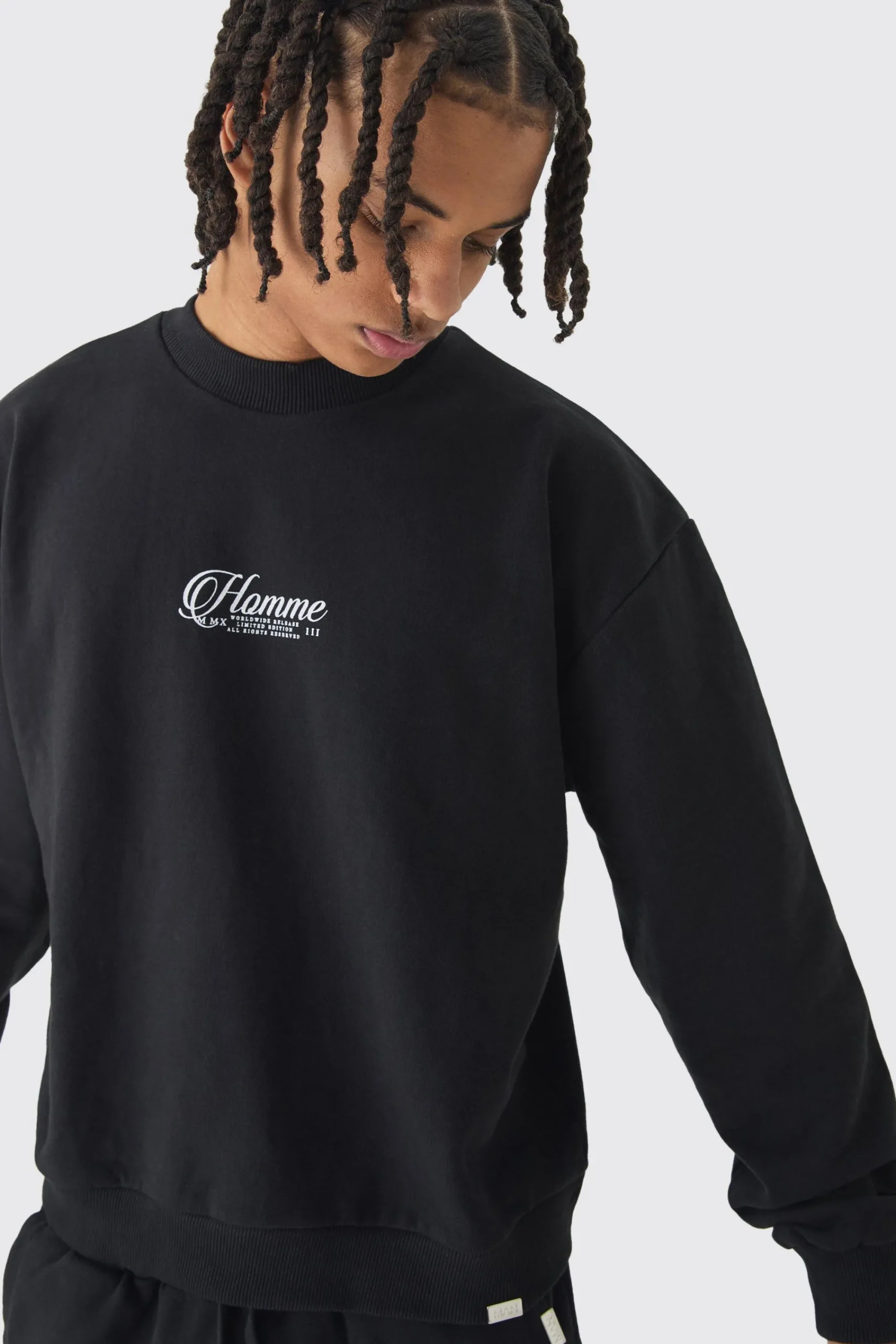 boohooMAN Oversized Extended Neck Boxy Heavy Sweatshirt Split Hem Tracksuit | UK| Tracksuits|Hoodies & Sweatshirts