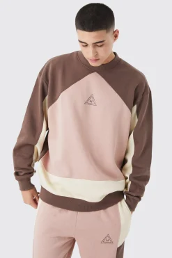 boohooMAN Oversized Extended Neck Colour Block Sweatshirt Tracksuit | UK| Tracksuits