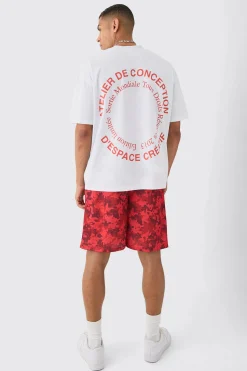 boohooMAN Oversized Extended Neck Circle T-shirt And Mesh Shorts Set | UK| Sets & Co-Ords|Tracksuits