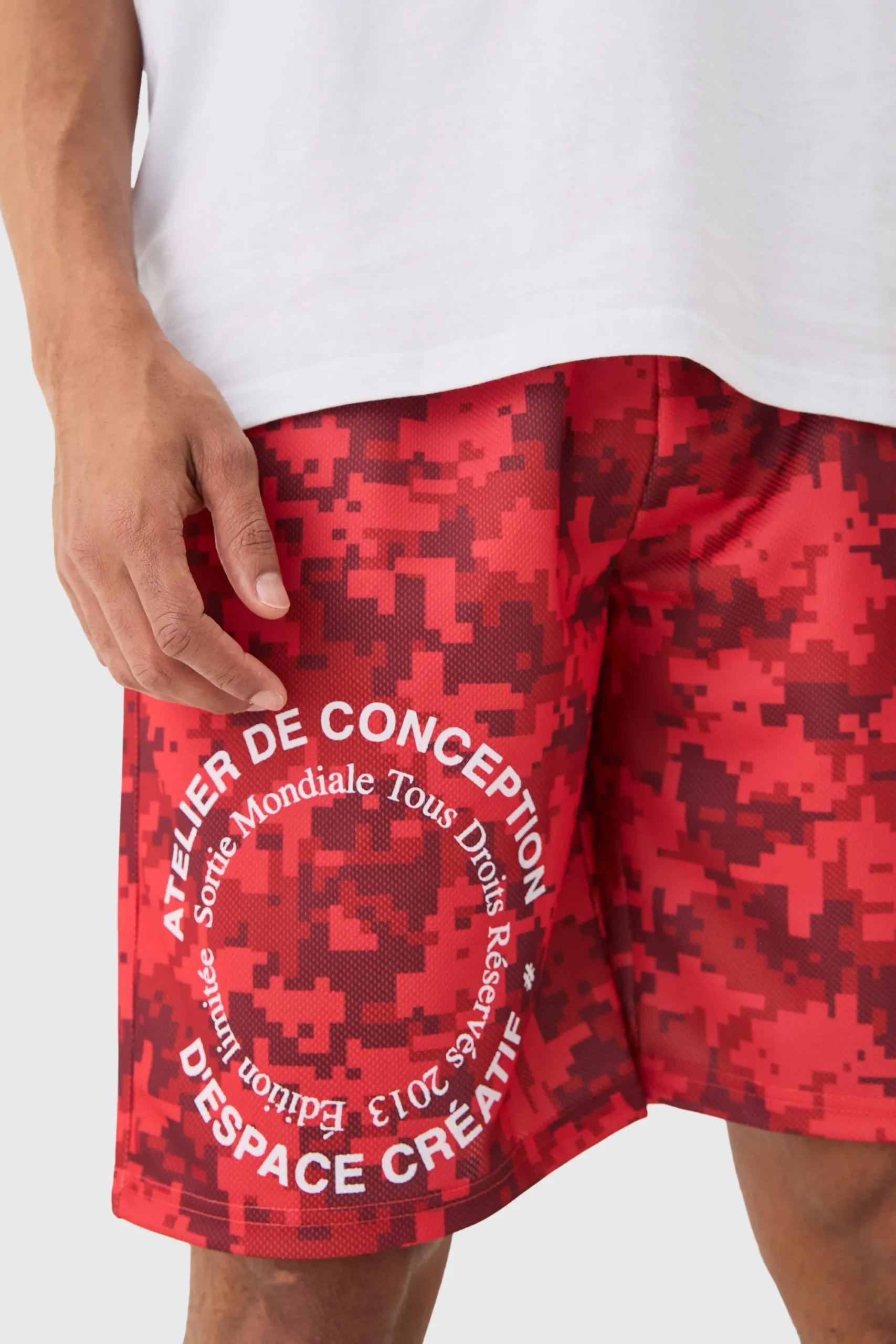 boohooMAN Oversized Extended Neck Circle T-shirt And Mesh Shorts Set | UK| Sets & Co-Ords|Tracksuits