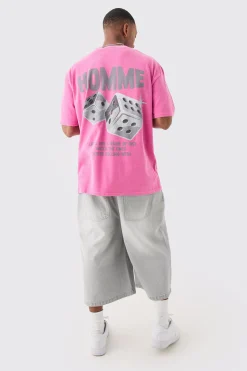 Oversized Extended Neck Dice Wash T-shirt | UK^boohooMAN Hot