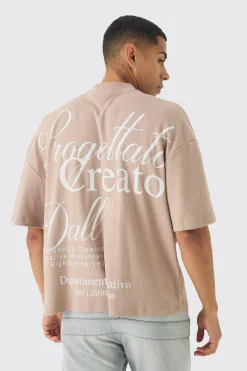 Oversized Extended Neck Embroidered Heavy Interlock T-shirt | UK^boohooMAN Sale