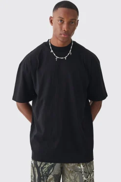 Oversized Extended Neck Extreme Gothic Back Graphic T-shirt | UK^boohooMAN Clearance