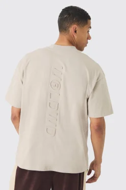 Oversized Extended Neck Embossed Worldwide T-shirt | UK^boohooMAN Sale