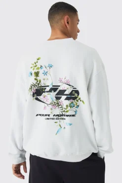 boohooMAN Oversized Extended Neck Floral Printed Sweatshirt | UK| Hoodies & Sweatshirts