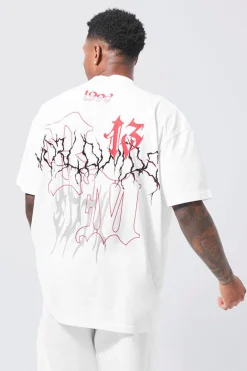Oversized Extended Neck Graffiti T-shirt | UK^boohooMAN