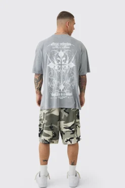 Oversized Extended Neck Gothic Cross T-shirt | UK^boohooMAN Best