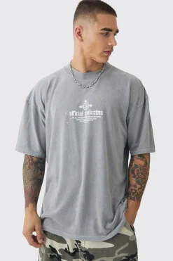 Oversized Extended Neck Gothic Cross T-shirt | UK^boohooMAN Best
