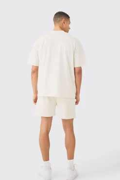 boohooMAN Oversized Extended Neck Heavyweight T-shirt & Shorts Set | UK| Sets & Co-Ords|Tracksuits