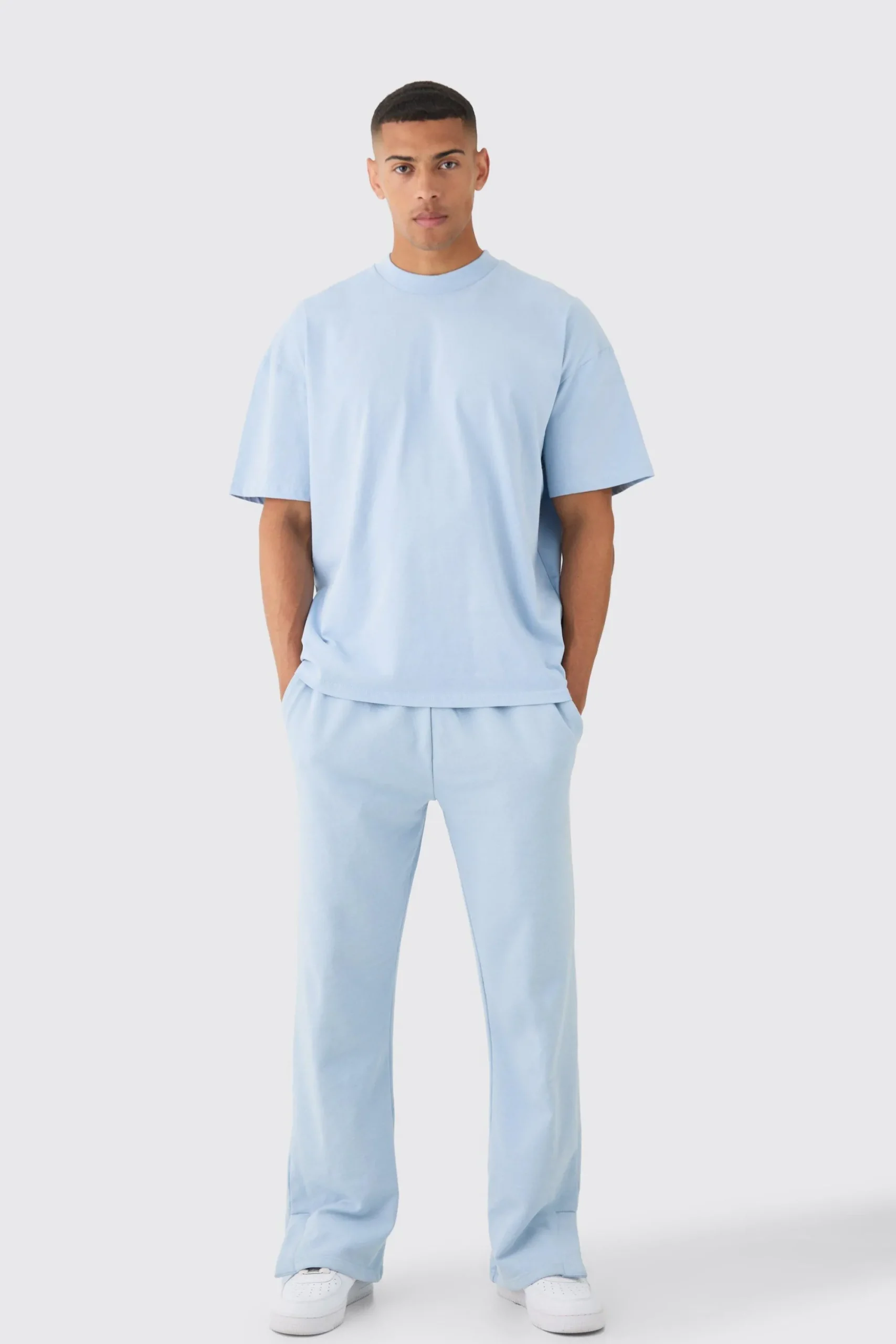 boohooMAN Oversized Extended Neck Heavy T-Shirt And Jogger Set | UK| Sets & Co-Ords