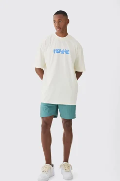 boohooMAN Oversized Extended Neck Homme T-shirt & Swim Short Set | UK| Sets & Co-Ords|Tracksuits