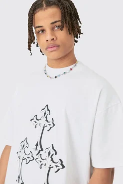 Oversized Extended Neck Heavyweight Gothic T-shirt | UK^boohooMAN Online