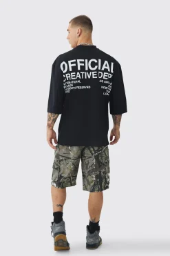 Oversized Extended Neck Half Sleeve Creative Dept T-shirt | UK^boohooMAN Online