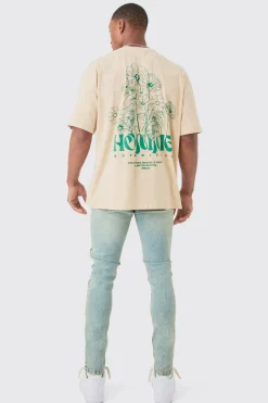 Oversized Extended Neck Homme Back Print T-shirt | UK^boohooMAN Online