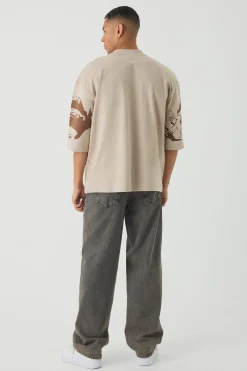 Oversized Extended Neck Heavyweight Interlock Face Print T-shirt | UK^boohooMAN Hot