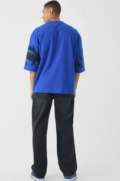Oversized Extended Neck Heavyweight Interlock Face Print T-shirt | UK^boohooMAN Best