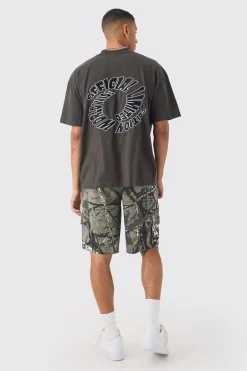 Oversized Extended Neck Heavyweight Back Embroidered T-shirt | UK^boohooMAN