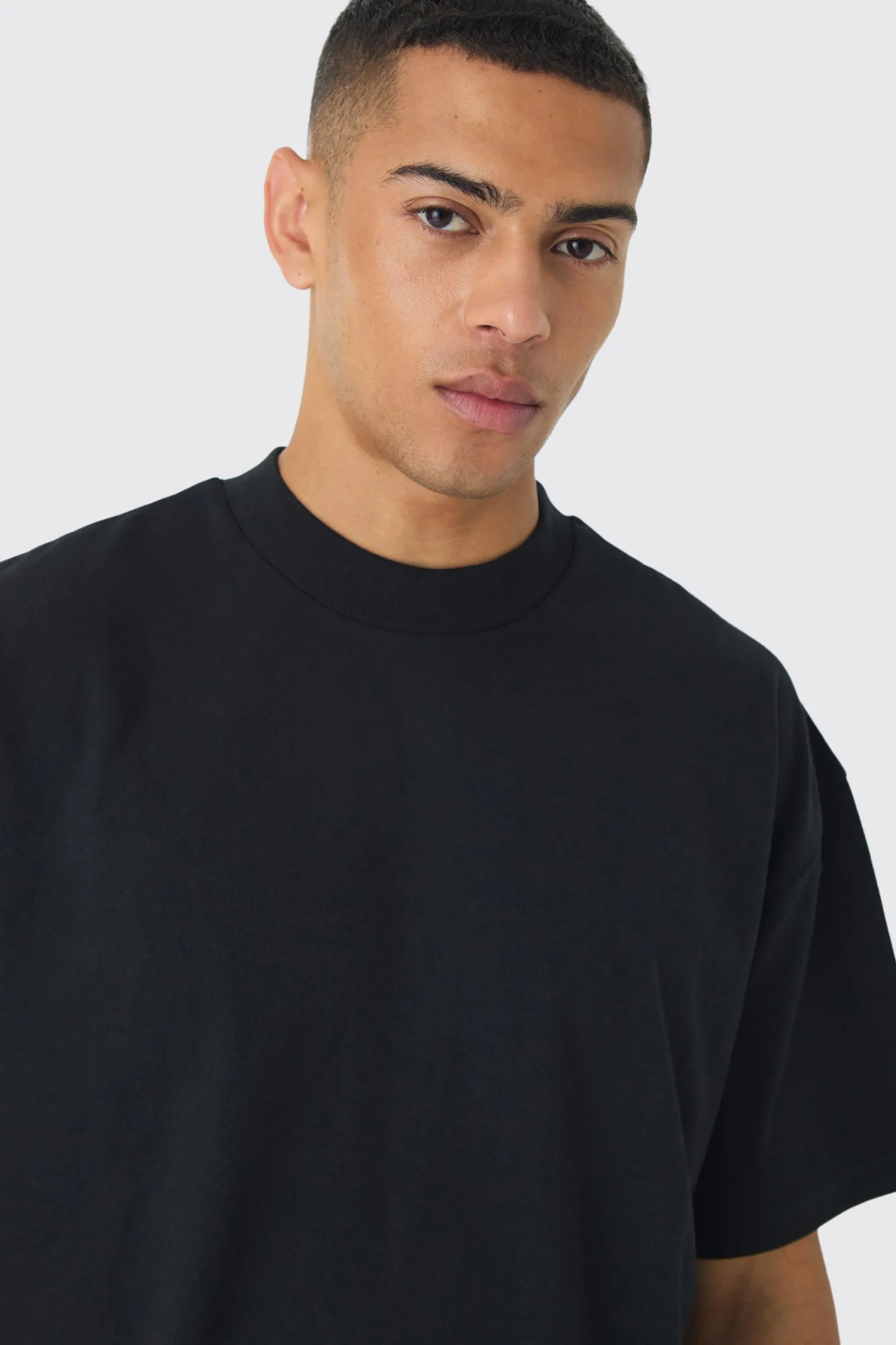 Oversized Extended Neck Heavyweight Woven Tab T-shirt | UK^boohooMAN Hot