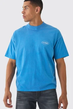 Oversized Extended Neck Homme Chest Embroidered T-Shirt | UK^boohooMAN New