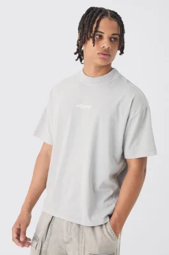 Oversized Extended Neck Homme Print T-Shirt | UK^boohooMAN Hot