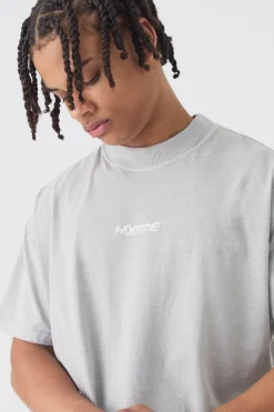 Oversized Extended Neck Homme Print T-Shirt | UK^boohooMAN Hot