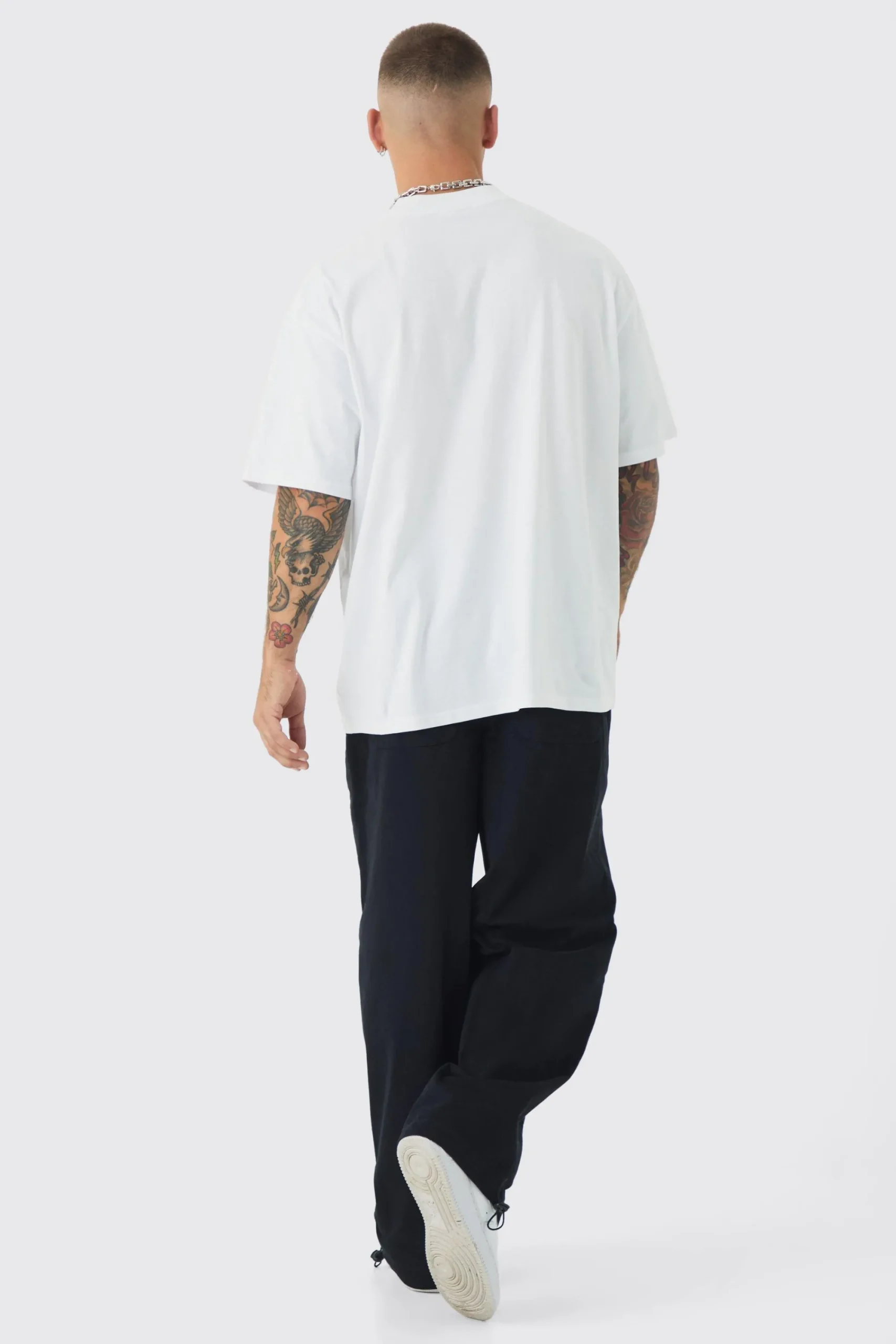 Oversized Extended Neck Heavy Line Drawing Print T-Shirt | UK^boohooMAN Hot