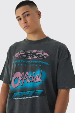 Oversized Extended Neck Homme Back Print T-Shirt | UK^boohooMAN Online