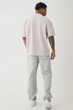 Oversized Extended Neck Jersey Twill Official Embroidery T-shirt | UK^boohooMAN Clearance