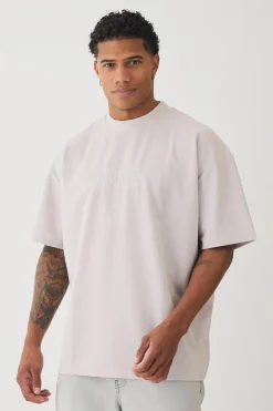 Oversized Extended Neck Jersey Twill Official Embroidery T-shirt | UK^boohooMAN Clearance