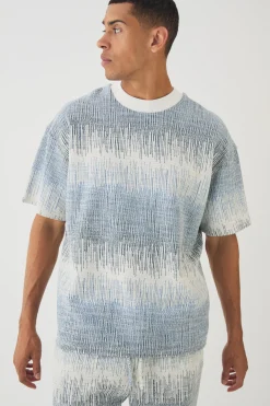 Oversized Extended Neck Jacquard T-shirt | UK^boohooMAN New