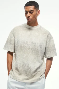 Oversized Extended Neck Jacquard T-shirt | UK^boohooMAN Best