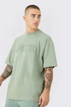 boohooMAN Oversized Extended Neck Limited Embossed T-shirt And Relaxed Short Set | UK| Sets & Co-Ords|Tracksuits