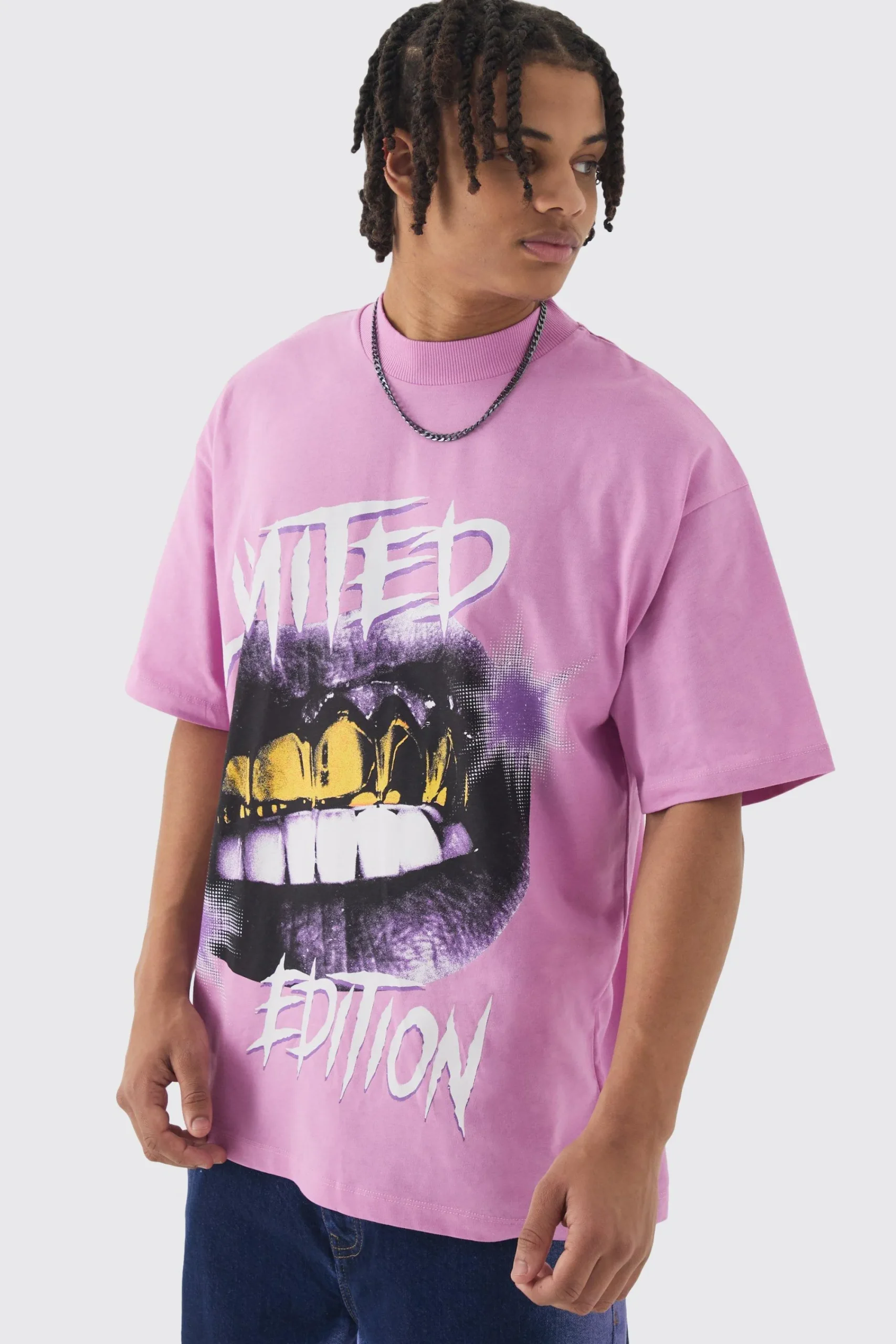 Oversized Extended Neck Limited Edition Graphic T-shirt | UK^boohooMAN Sale