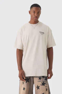 Oversized Extended Neck Life Is A Game Washed Slogan T-shirt | UK^boohooMAN Online