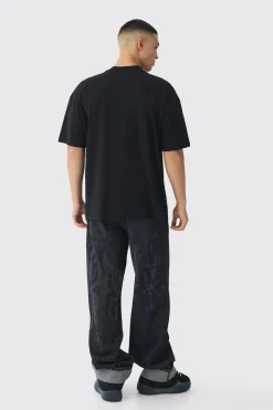 Oversized Extended Neck Large Scale Till Dawn Print T-Shirt | UK^boohooMAN Online