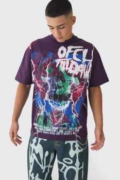 Oversized Extended Neck Large Scale Till Dawn Print T-Shirt | UK^boohooMAN Outlet