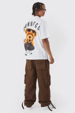 Oversized Extended Neck Large Scale MAN OFCL Teddy Print T-Shirt | UK^boohooMAN