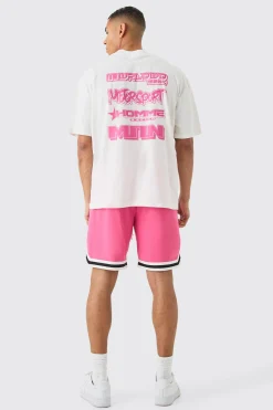 Oversized Extended Neck Moto Graphic T-shirt | UK^boohooMAN Outlet