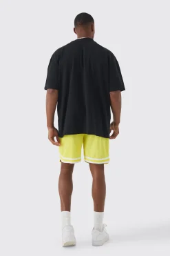 boohooMAN Oversized Extended Neck No Love T-shirt & Mesh Short Set | UK| Sets & Co-Ords|Tracksuits