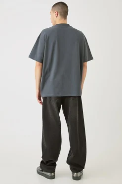 Oversized Extended Neck Official Embossed T-shirt | UK^boohooMAN Online