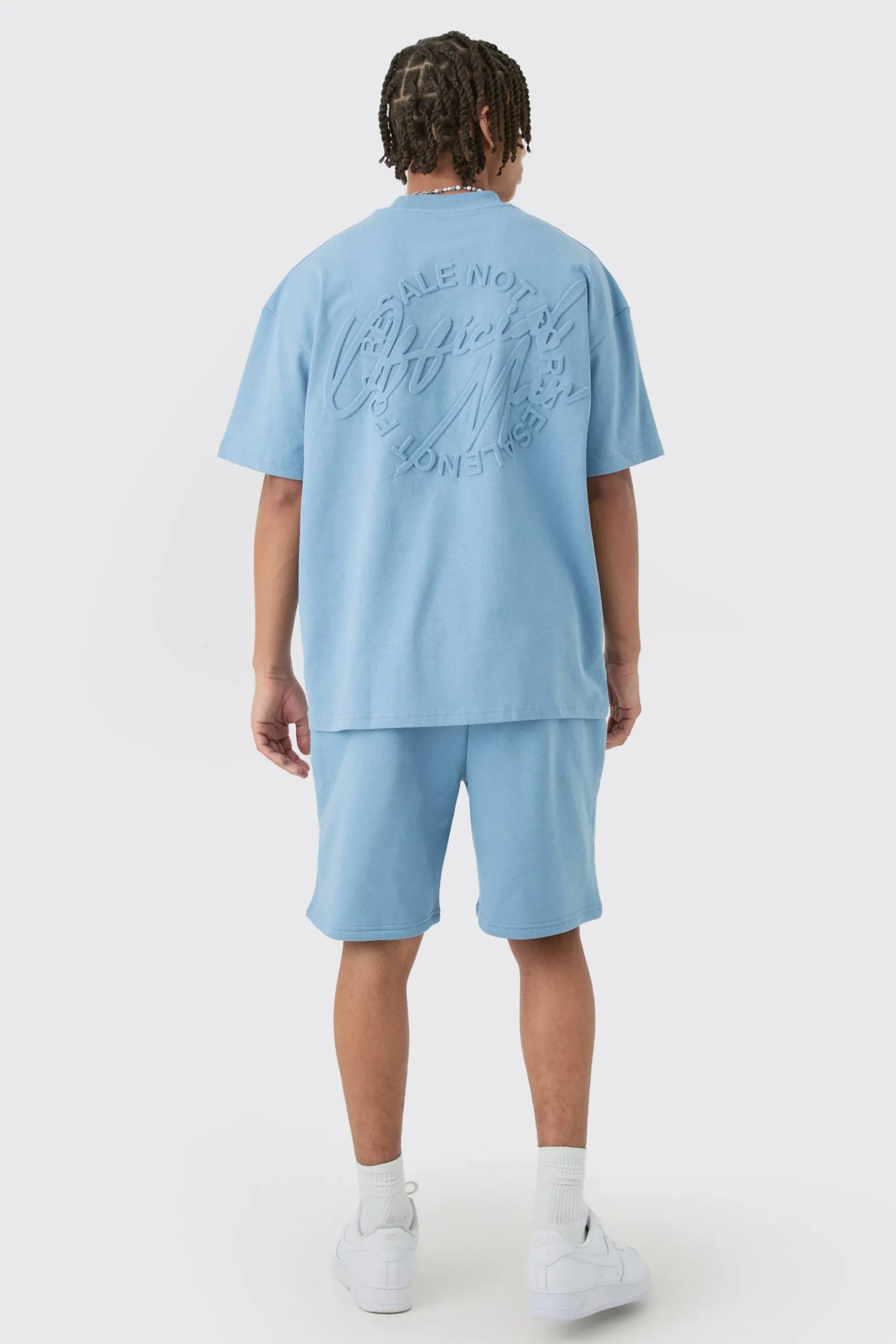 boohooMAN Oversized Extended Neck Official Man Embossed T-shirt & Short Set | UK| Sets & Co-Ords|Tracksuits