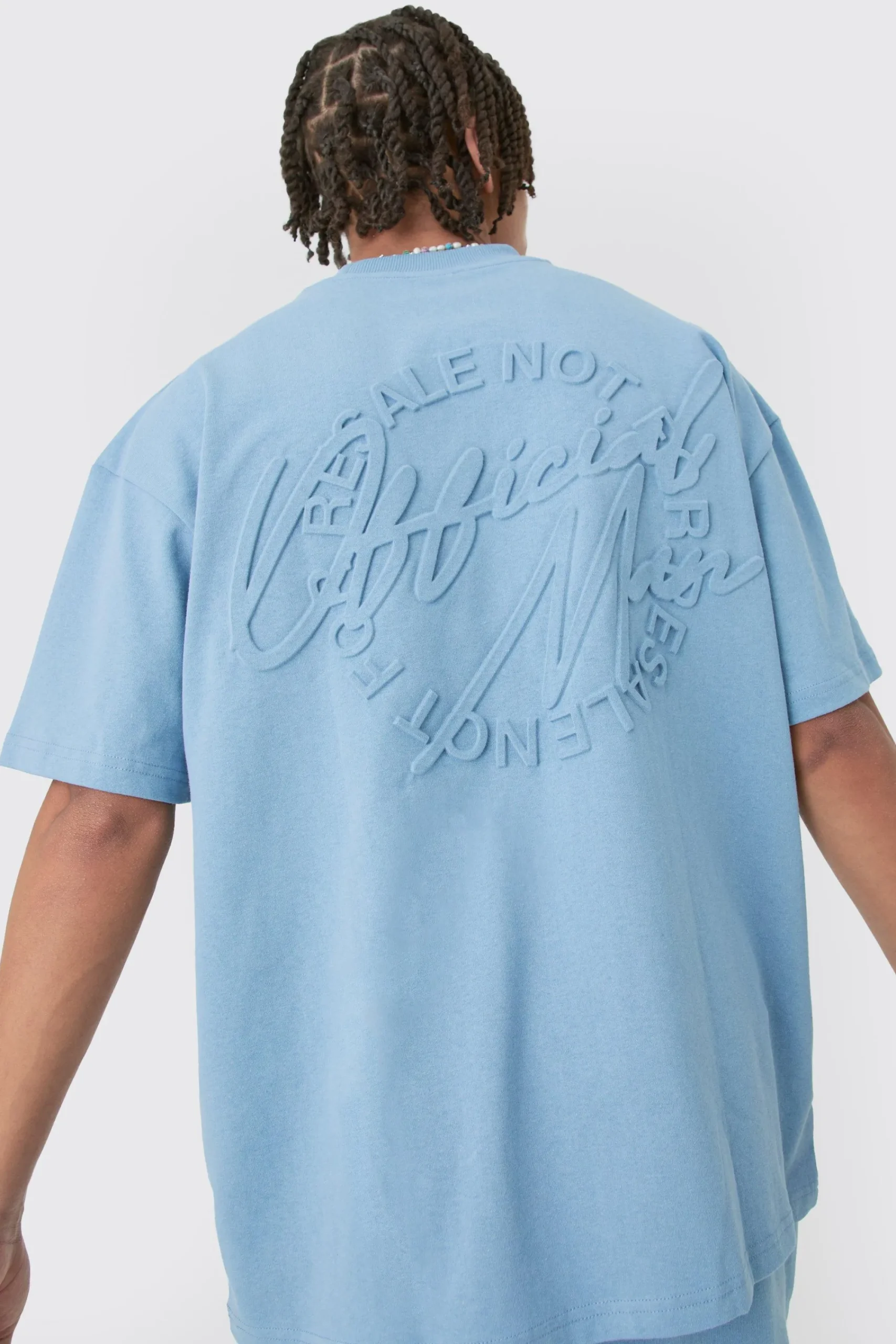 boohooMAN Oversized Extended Neck Official Man Embossed T-shirt & Short Set | UK| Sets & Co-Ords|Tracksuits