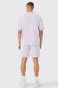 boohooMAN Oversized Extended Neck Official Embossed T-shirt And Relaxed Short Set | UK| Sets & Co-Ords|Tracksuits