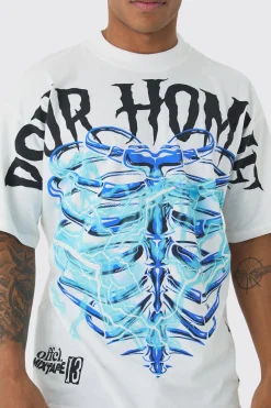 Oversized Extended Neck Over The Seams Print T-Shirt | UK^boohooMAN Discount