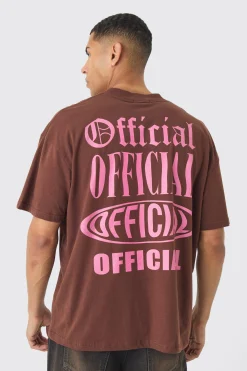Oversized Extended Neck Official Back Print T-Shirt | UK^boohooMAN Outlet