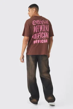 Oversized Extended Neck Official Back Print T-Shirt | UK^boohooMAN Outlet