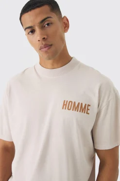 Oversized Extended Neck Over Seams Pour Homme Teddy Print T-Shirt | UK^boohooMAN Best