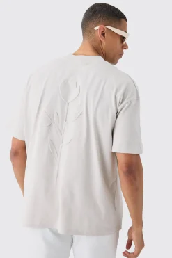 Oversized Extended Neck Rose Embossed T-shirt | UK^boohooMAN Best