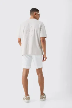 Oversized Extended Neck Rose Embossed T-shirt | UK^boohooMAN Best