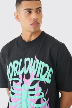 Oversized Extended Neck Rib Cage Puff Print T-shirt | UK^boohooMAN Best